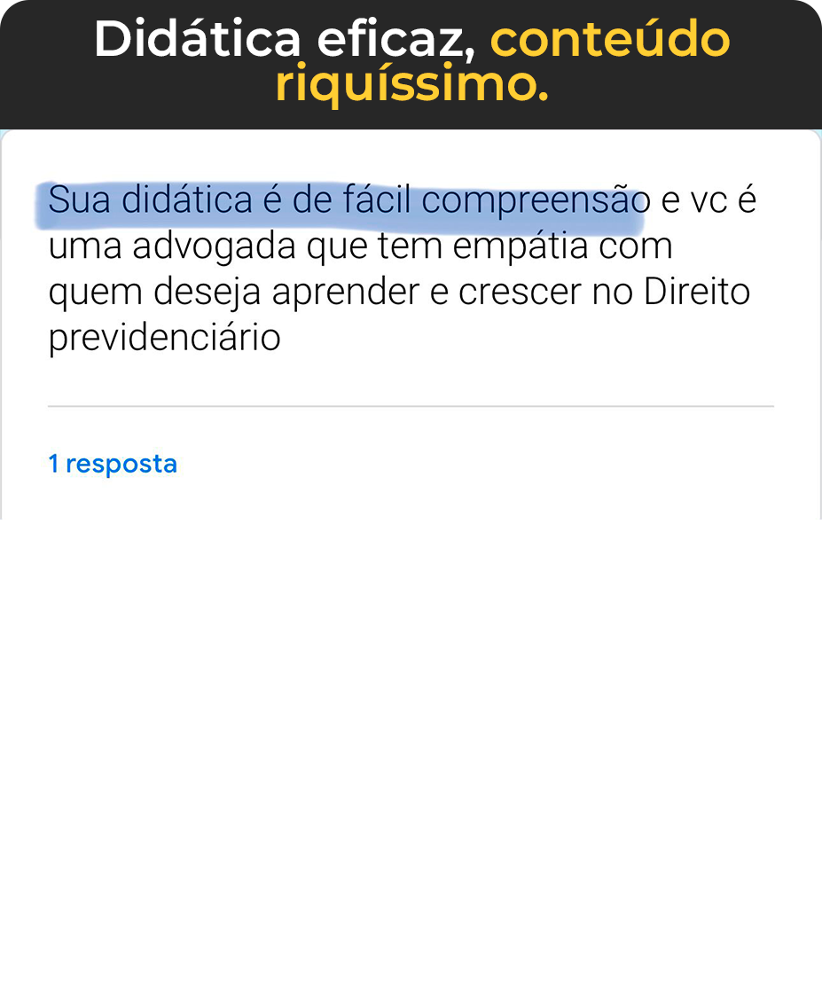 Didática eficaz, conteúdo riquíssimo, testemunho, feedback